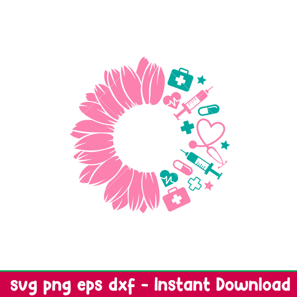 Nurse Sunflower, Nurse Sunflower Svg, Starbucks Svg, Coffee Ring Svg, Cold Cup Svg, png,dxf,eps file.jpeg