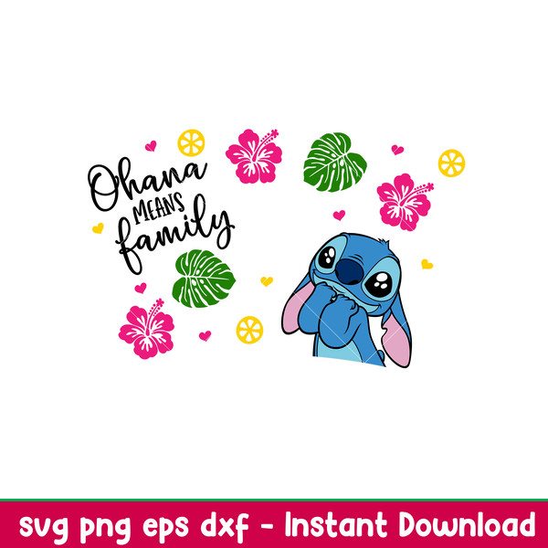 Ohana Means Family Full Wrap, Ohana Means Family Stitch Full Wrap Svg, Starbucks Svg, Coffee Ring Svg, Cold Cup Svg, png,dxf,eps file.jpeg