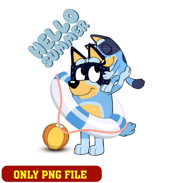 Bluey bandit dad hello summer cartoon png