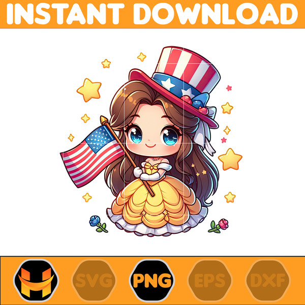 Cartoon Princess 4th of July Png, Princess Independence Day Png, American Patriotic Movie Png, Happy Fourth Of July Png, Instant Download (2).jpg