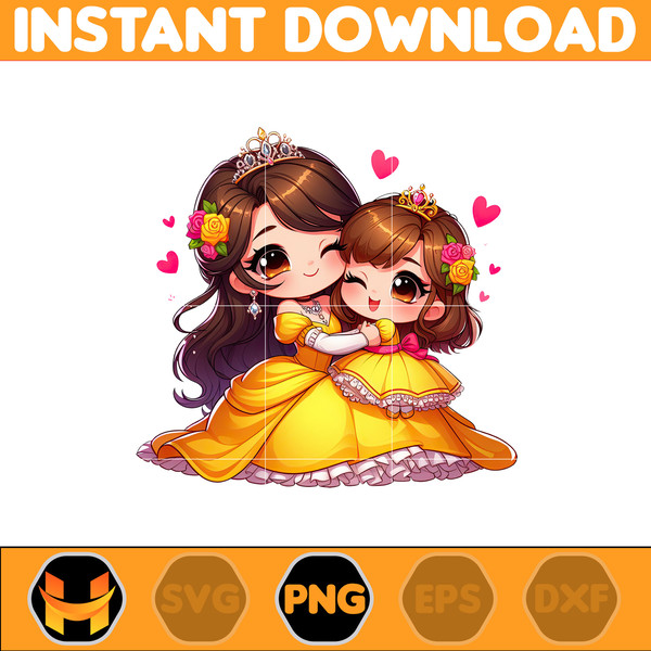 Mom And Daughter Princess Png, Cartoon Mother Png, Mother's Day Png, Gift For Mom Png, Motherhood Png, Mama Design Png (2).jpg