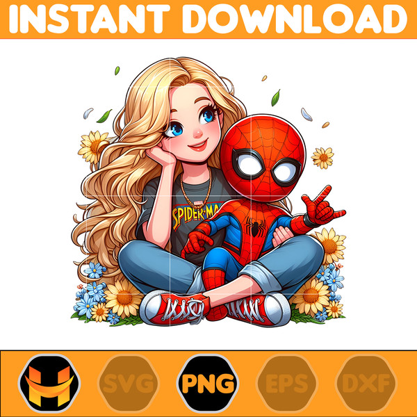 Spiderman Png, Mom And Boy Superhero Png, Cartoon Mother Png, Mother’s Day Png, Gift For Mom Png, Mama Design Png, Instant Download..jpg