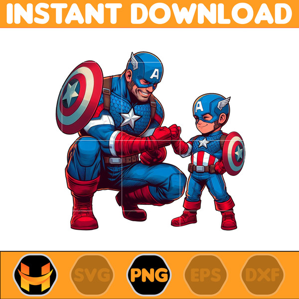 Captain America Dad And Son Png, Super Hero Dad And Son Png, Father's Day 2024 Png, Father's Day Png Sublimation, Clipart, Instant Download (1).jpg