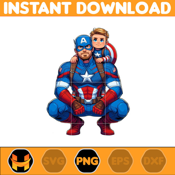 Captain America Dad And Son Png, Super Hero Dad And Son Png, Father's Day 2024 Png, Father's Day Png Sublimation, Clipart, Instant Download (8).jpg