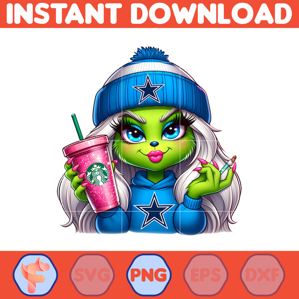 Cowboys Girl Grinch Png, Grinch Girl Cowboys Football Png, Instant Download (10).jpg