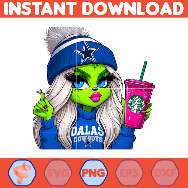 Cowboys Girl Grinch Png, Grinch Girl Cowboys Football Png, Instant Download (13).jpg