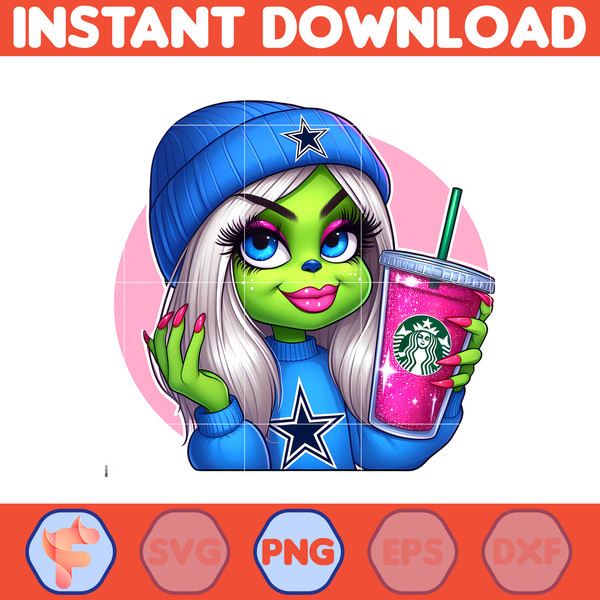 Cowboys Girl Grinch Png, Grinch Girl Cowboys Football Png, Instant Download (14).jpg
