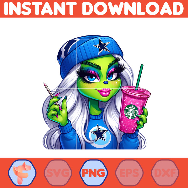 Cowboys Girl Grinch Png, Grinch Girl Cowboys Football Png, Instant Download (2).jpg