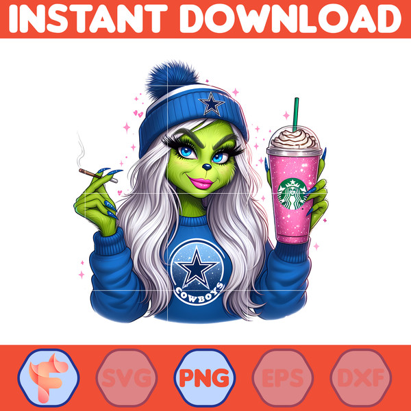 Cowboys Girl Grinch Png, Grinch Girl Cowboys Football Png, Instant Download (4).jpg