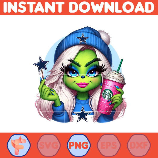 Cowboys Girl Grinch Png, Grinch Girl Cowboys Football Png, Instant Download (6).jpg