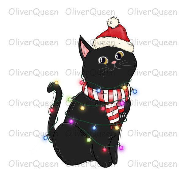 Black Cat Christmas, Animal Christmas Sublimation png, Merry Christmas png.jpg