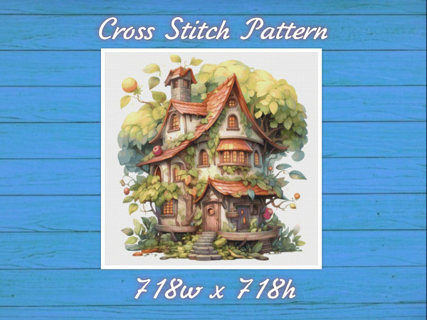 Cottage in Garden Cross Stitch Pattern PDF Counted House Village Fabulous Fantastic Magical Cottage House in Flowers (2).jpg