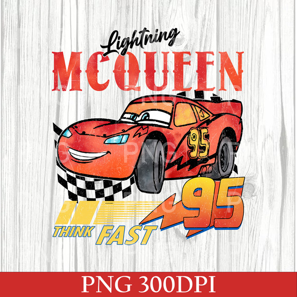 Retro Lightning McQueen 95 PNG, Vintage Disney Cars Land PNG - Inspire ...