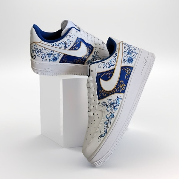 custom -shoes - unisex- sneakers- nike air force- handpainted- wearable- art- gzhel 6.jpg