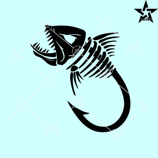 Skeleton fish hook SVG, Fish hook SVG, bass fishing SVG.jpg