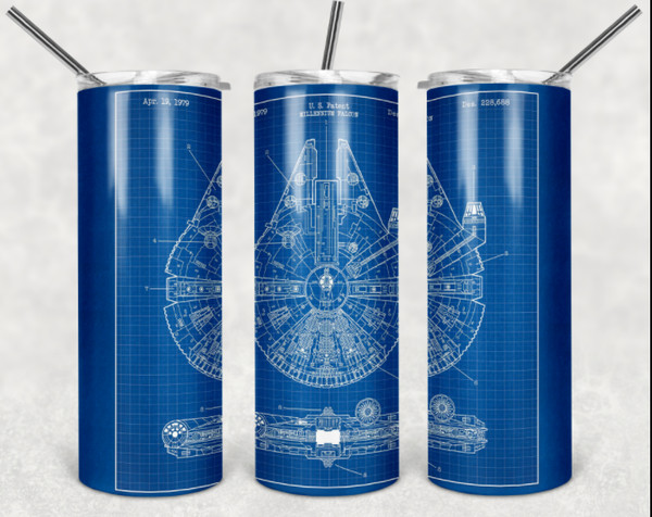 Millennium Falcon Blueprint 20oz Skinny Tumbler Design.PNG