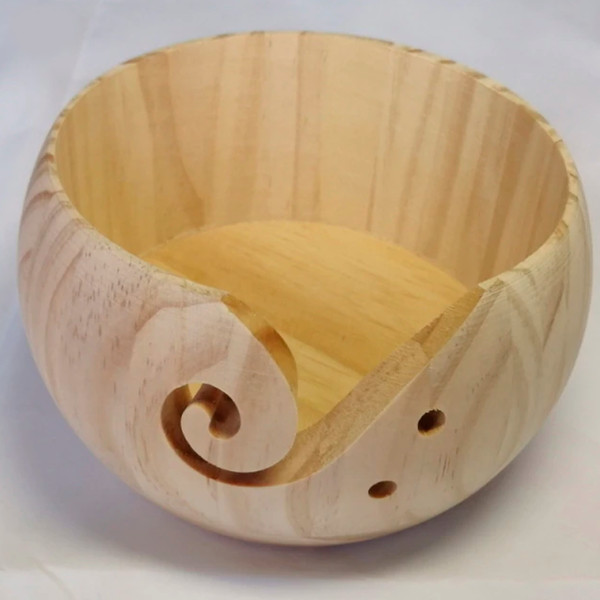 Solid Wood Yarn Bowl Hand Crafted DARN GOOD YARN CO. Swirl Cut Out Design  Lovely