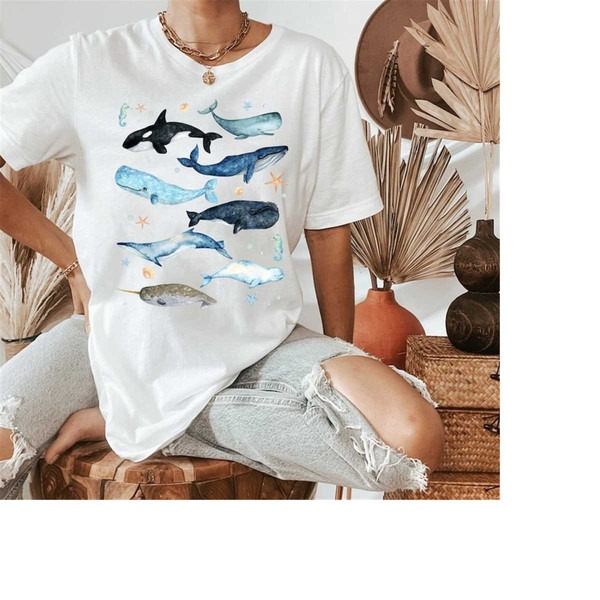 Whale Variety Shirt, Marine Life Conservation, Environment Shirt, Save the Ocean, Unisex T-Shirts