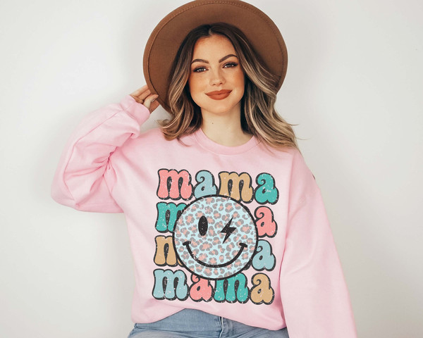 Cute Mom Sweatshirt, Happy Mother's Day, Gift for Mom, New Mom Sweater, Mama Sweatshirt, Smile Face, Mama Birthday Gift, Best Mom Sweatshirt.jpg