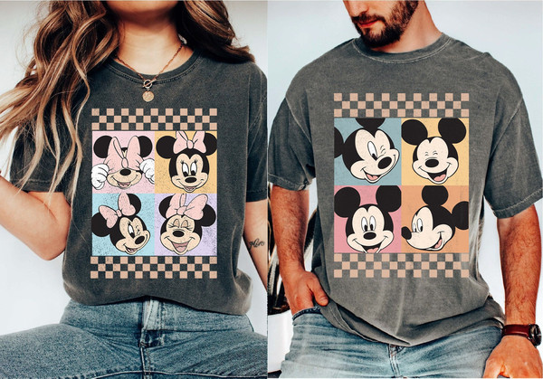 Vintage Mickey Minnie Matching Shirt, Checkered Mickey Minnie Shirt, Disney Couple Shirt.jpg