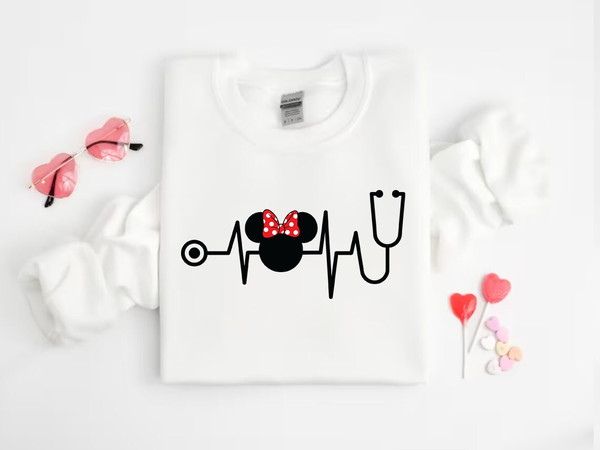 Minnie Mouse Disney Shirt, Gift for Nurse, CNA, CMA, RN, Couples Hoodie, Family Vacation Tee, Minnie Head Shirt, Disneyland Trip Shirt.jpg