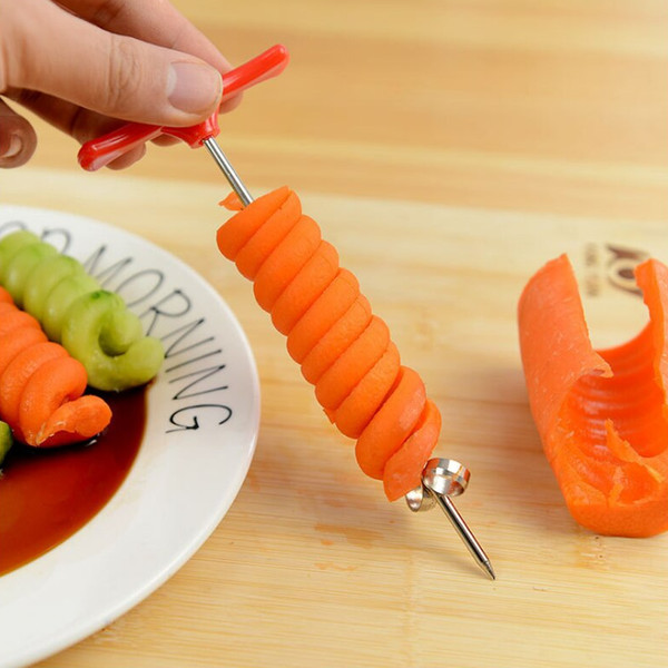 Aichoic Fruit Spiral Knife Spiral Knife Vegetable Coiler Scroller Stainless  Steel Magic Scroller Creative Model Cucumber knife Fruit and Vegetable