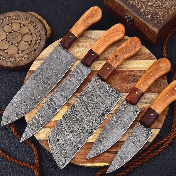 Professional Chef knives sets Damascus steel Knife sets of 4