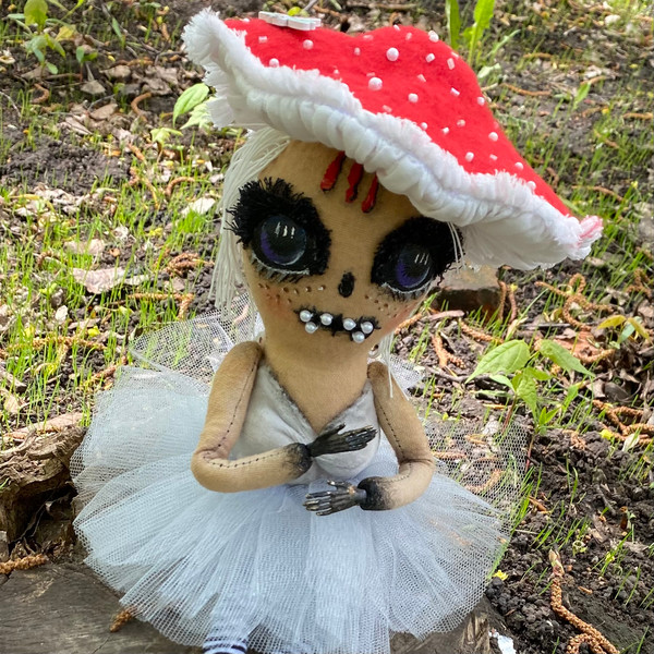 Creepy doll . Halloween doll . Halloween home decor . Mushroom doll .