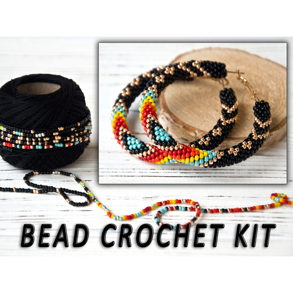 Bracelet making kit, beading kit, adult crafts, bead crochet