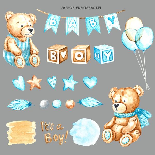 blue baby bear clipart