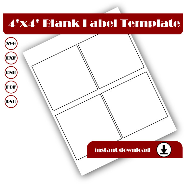 4 x 4 Square White Label Sheet –