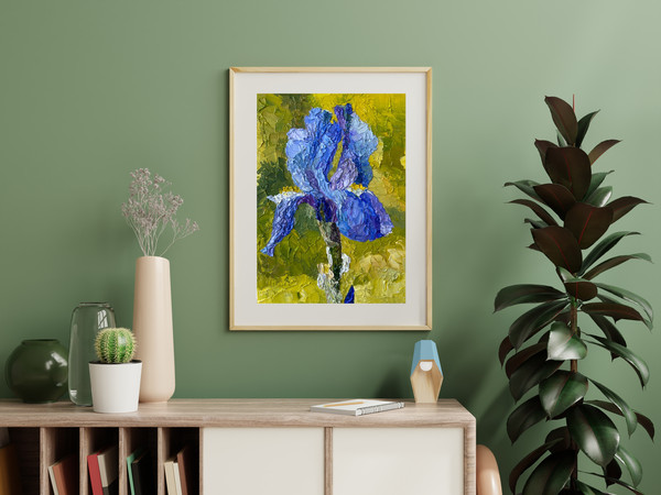 Iris-original oil painting on canvas, impasto art,flower,Wal - Inspire ...