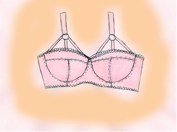 Underwire bra sewing pattern, Sizes 19-23, Bra cup pattern