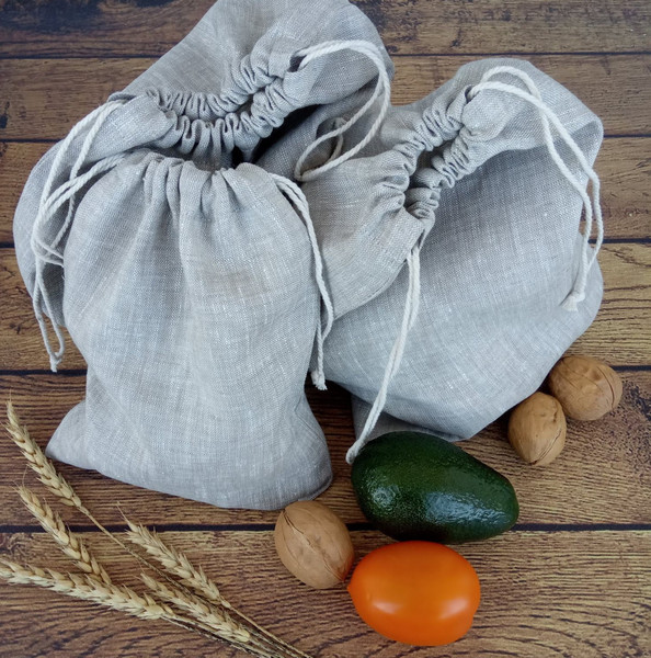 Zero waste reusable produce linen bags for kitchen storage, - Inspire ...