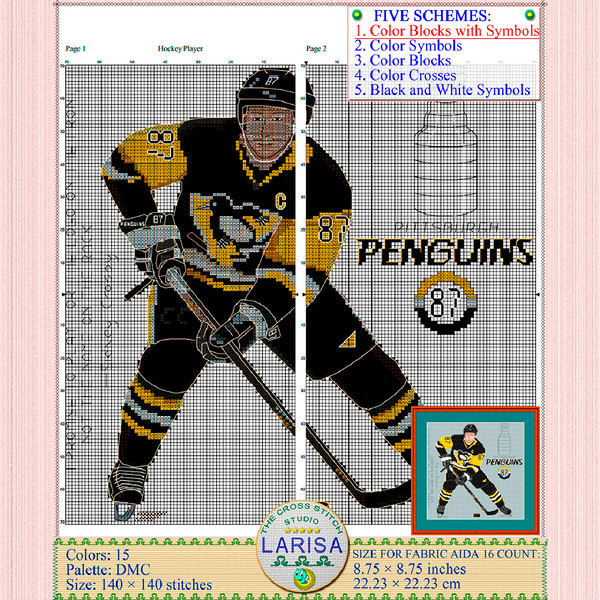 Hockey Player Cross Stitch Pattern