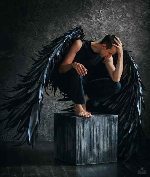 black fallen angel wings