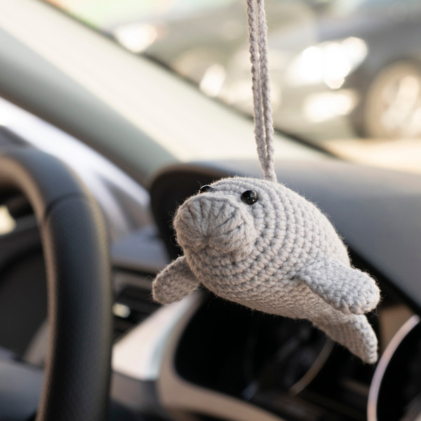 Manatee car accessory, rear view mirror charm, car pendant, - Inspire Uplift