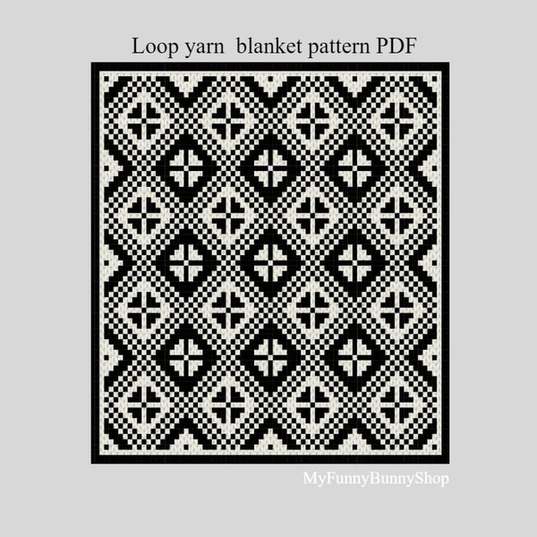 loop-yarn-mosaic-diamonds-blanket