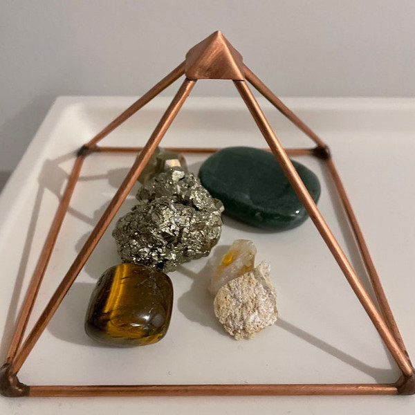 3 Layered Solid Pure Copper Pyramid Positive Vibes, Reiki