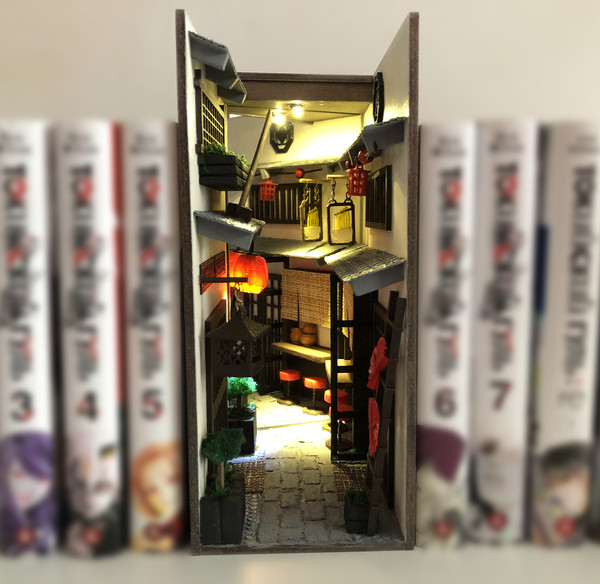 Book nook bookshelf insert Japan Street Book END library dec - Inspire  Uplift