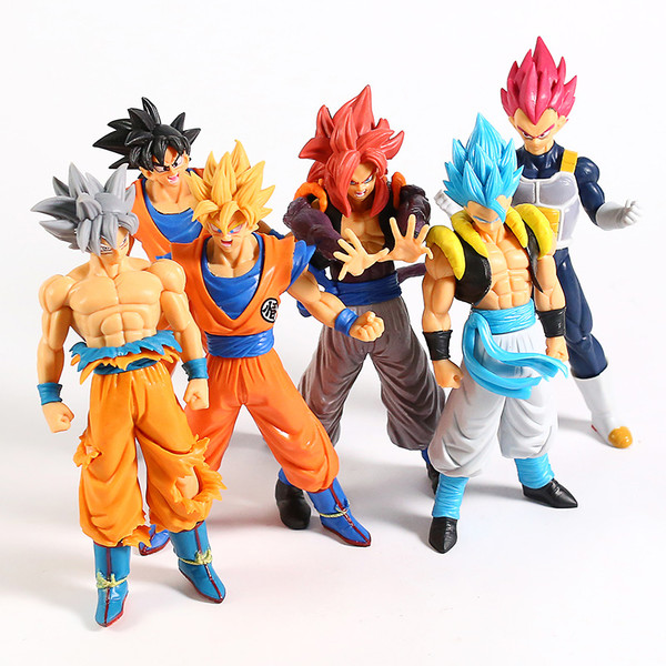 6PC Dragon Ball Z Figures Set Saiyan Goku Son Blue Gokou Vegeta Broly 7in.  Dragon Ball Super DBS Anim Cartoon Figure (Bulk Package) 