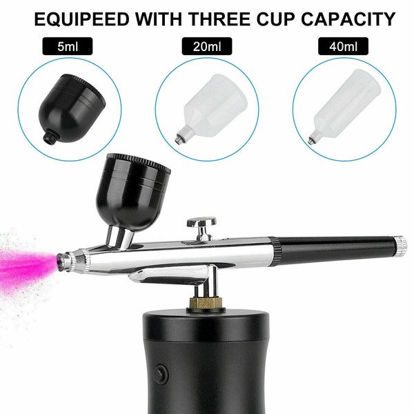 Cordless mini personal airbrush compressor high capacity psi art 0.3mm  nozzle oxygen spray gun cosmetics make up beauty salon