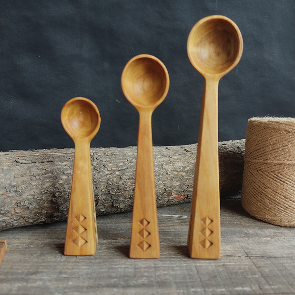 Handmade set of wooden measuring spoons from birch wood - Inspire Uplift