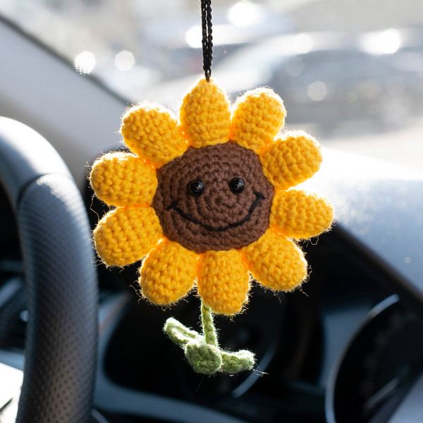 Sunflower car hanging, car accessories for women, rear view - Inspire Uplift