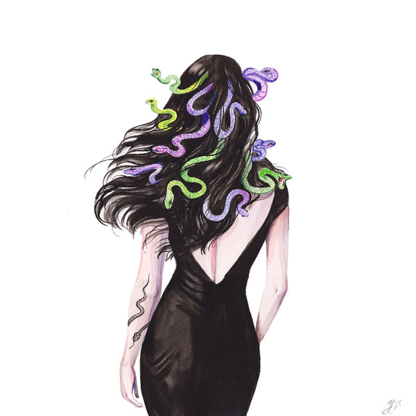 Gorgon Medusa Greek mythology, digital illustration Stock Illustration