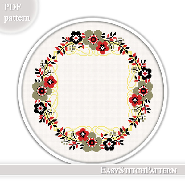 Set Embroidered Floral Wreath Cross Stitch Stock Vector (Royalty Free)  2332222885