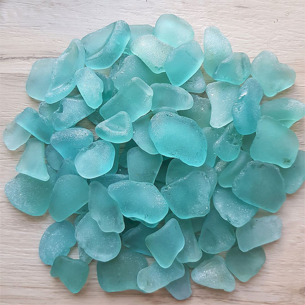 Vintage Large Sea Glass Beads in Aqua Blue - Lilys Living