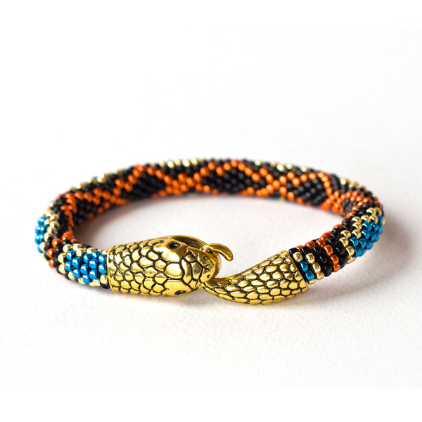 Snake bracelet for women , Black beaded bracelet, Ouroboros - Inspire ...