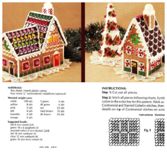 Vintage Plastic Canvas Pattern 11 Gingerbread Candy House