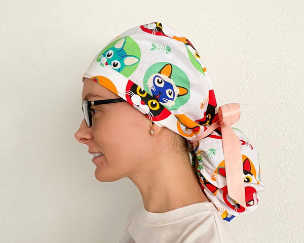 Scrub Cap Ponytail Pattern, Printable Scrub Hat Bouffant Sewing Pattern, Surgical Hat Pattern,Medical Cap Pattern,Tieback Surgical Scrub Cap (2).jpg